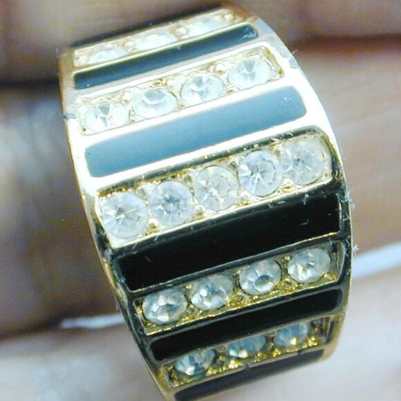 Authentic Christian Dior earrings gold plated 18K w crystals and Enamel - Picture 4 of 14